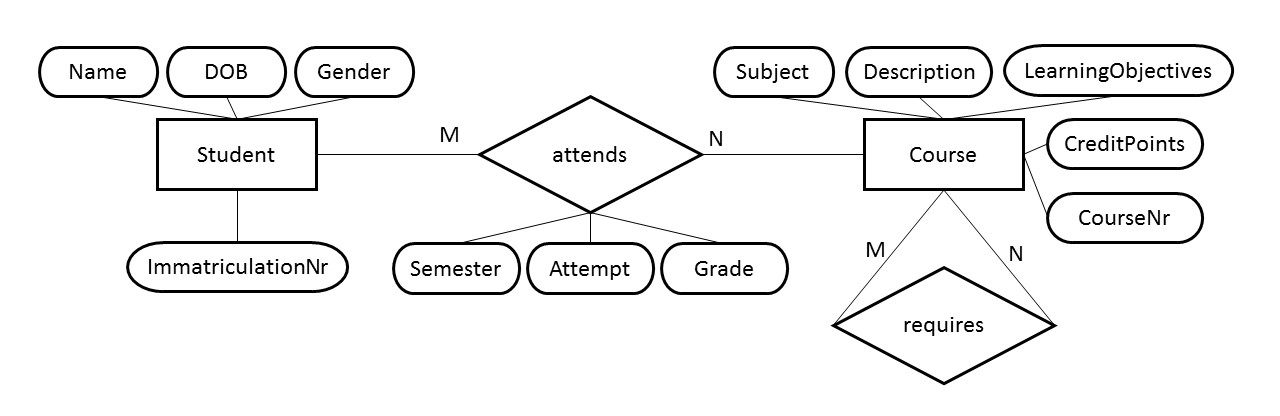 Entity Relationship Diagram for Students and Courses
